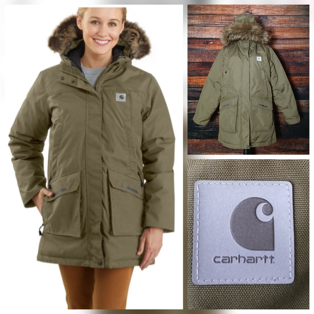 Carhartt Coat L 12-14 Yukon Extremes Insulated Parka Olive Green 104420